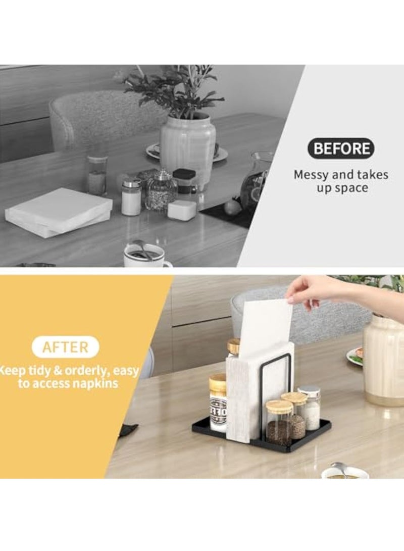 Captaintech Napkin Holder, Metal Napkin Holder for Table with Salt and Pepper Shakers Caddy, Napkin Storage Dispenser for Kitchen Dinner Table and Picnic Decors, Black - Image 4