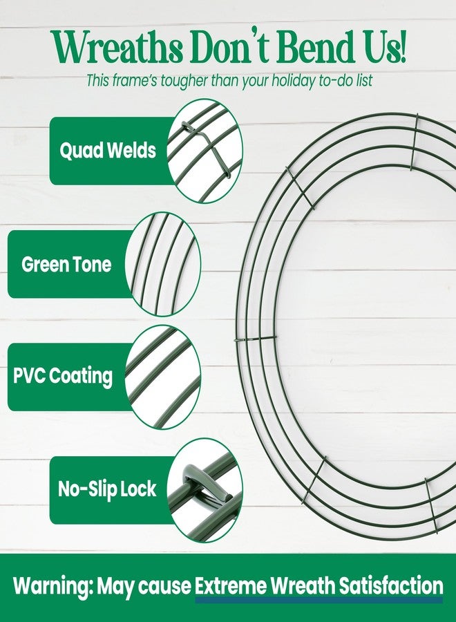 Upstout Pack of 2 Wire Wreath Frame (14 Inch) - Round Metal Wreath Form for Crafts & Floral Decorations on Weddings Christmas Home Party Celebrations, Dark Green - Image 3