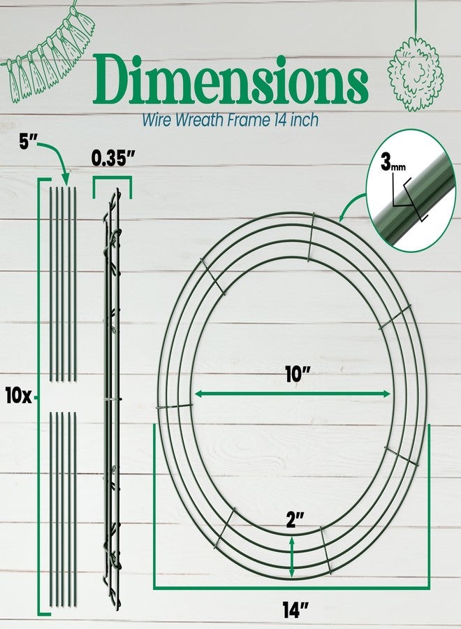 Upstout Pack of 2 Wire Wreath Frame (14 Inch) - Round Metal Wreath Form for Crafts & Floral Decorations on Weddings Christmas Home Party Celebrations, Dark Green - Image 2