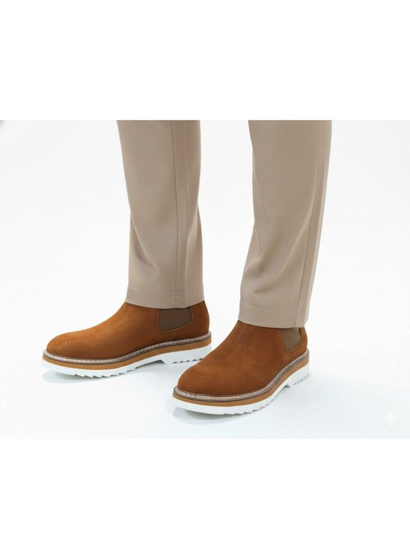 Stylish and distinctive men's half-boots made of suede with a slip-resistant rubber sole. - Image 1