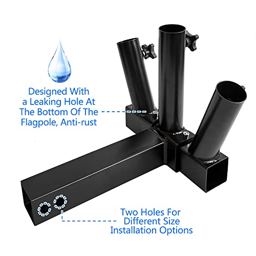 KAIRAY Hitch Mount 3 Flag Pole Holder Three-Headed flagpole Universal for Standard 2 inch Receiver fit for Truck SUV RV Pickup - Image 3
