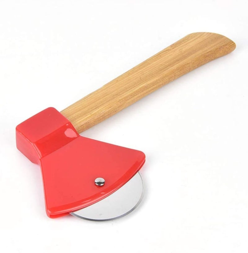 Fresh Funny & Cool Axe Pizza Cutter - Unique Men Dad Tool With Steel Ð¡ircular Saw, Plastic Cover for Wheel Blade Knife & Bamboo Handle - Cute Kitchen Gadgets Nonstick Stuff Slicer Accessories