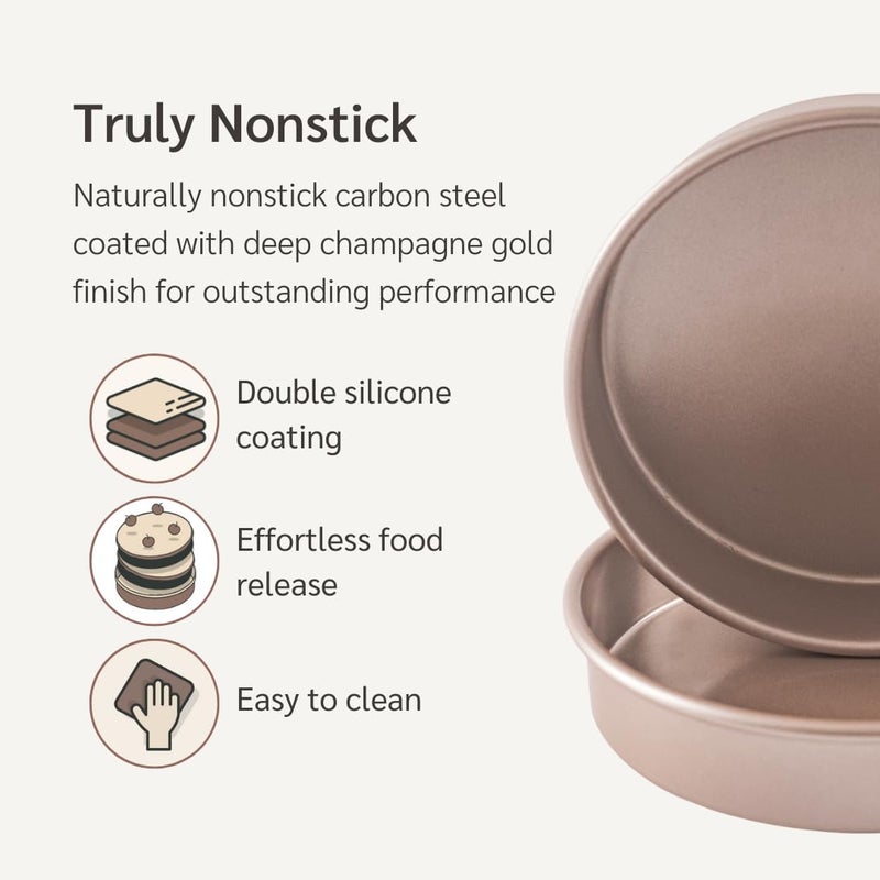 Happiels Non Toxic Nonstick 9 Inch Round Cake Pans Set Of 2 | Quality Non Stick 9 Inches Layer Circle Cake Pan 2 Inches Deep | Best 9In Baking Pan Pfoa  Bpa Free Nontoxic | 9Inch 9Inches Cake Pans Set - Image 2