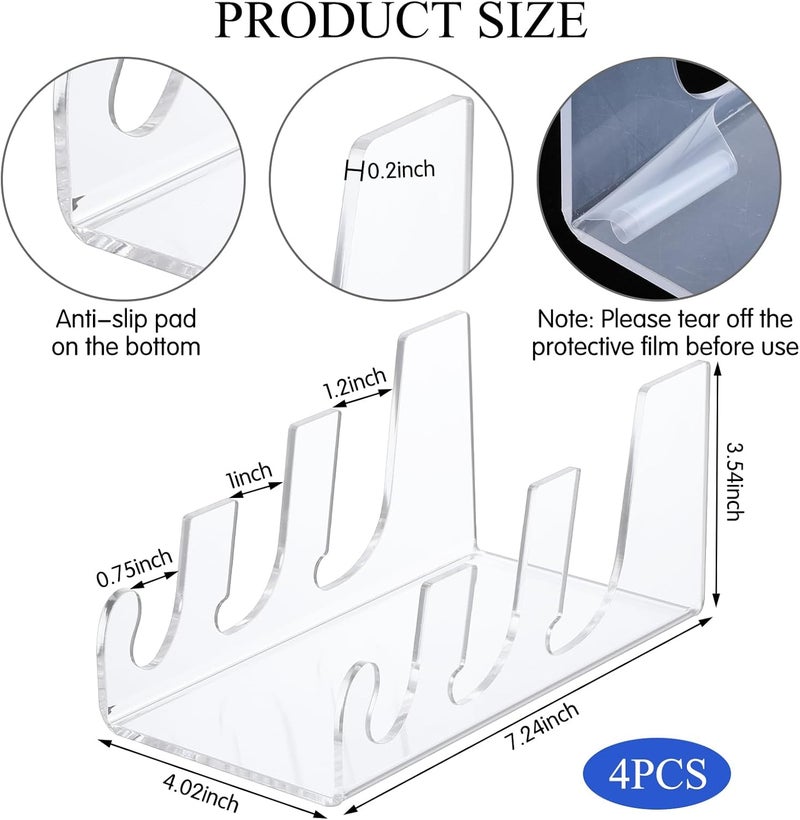 AojSup 4 Pcs 3 Tier Plate Dinnerware Display Stand Acrylic Clear Plate Stand China Platters Holder Setting Racks for Display Pictures or Plate, Kitchenware, Home Office Supplies Festival Party Decoration - Image 2