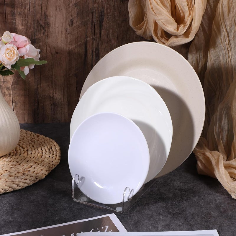 AojSup 4 Pcs 3 Tier Plate Dinnerware Display Stand Acrylic Clear Plate Stand China Platters Holder Setting Racks for Display Pictures or Plate, Kitchenware, Home Office Supplies Festival Party Decoration - Image 5