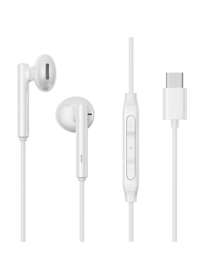 Joyroom JR-EC05 Type-C Series Half In-Ear Wired Earphones 🎧 (Pure Sound | Comfortable Fit | 1.2M) - White - Image 1