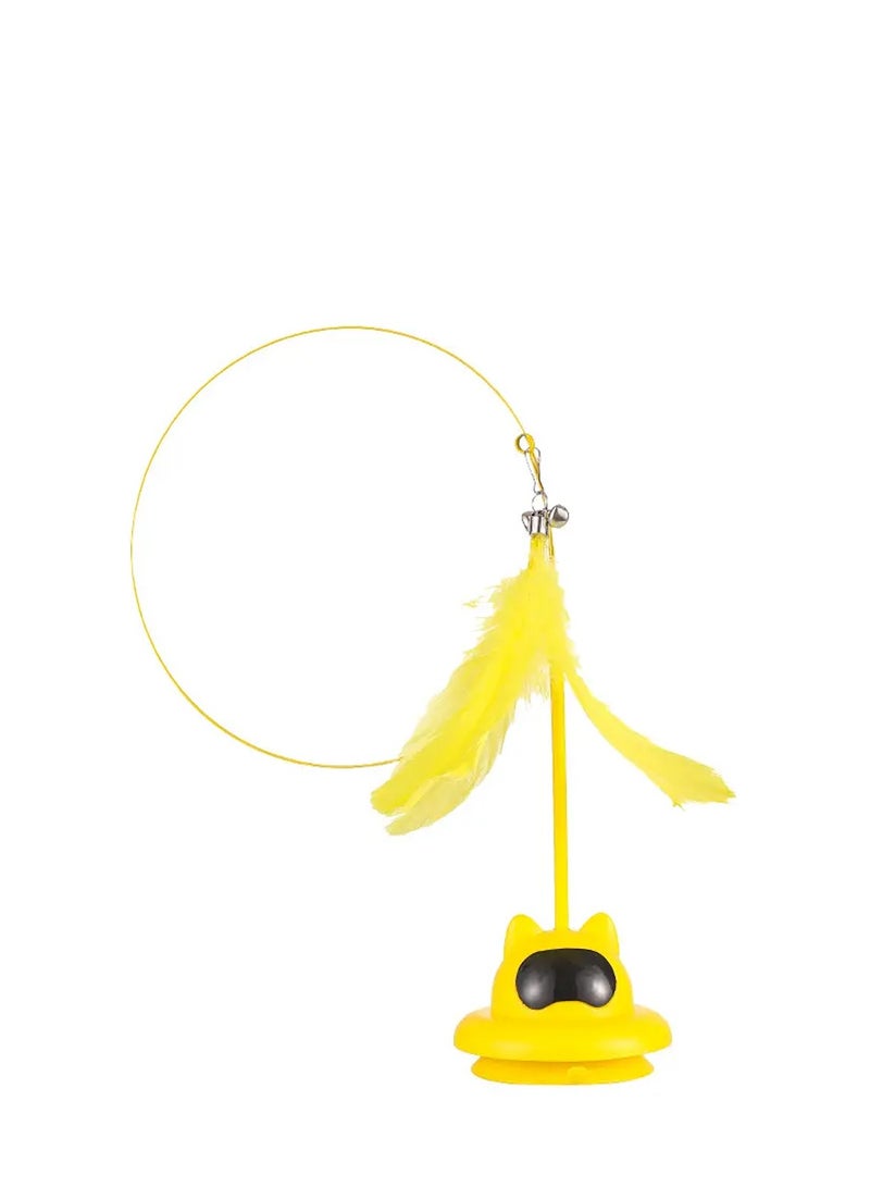 Cat Wand Toys with Holding Suction Base Stimulating Exercise Toy With Bell | Hands- Natural Realistic Bird Feathers Bells Wand Toys for Small Large Cats