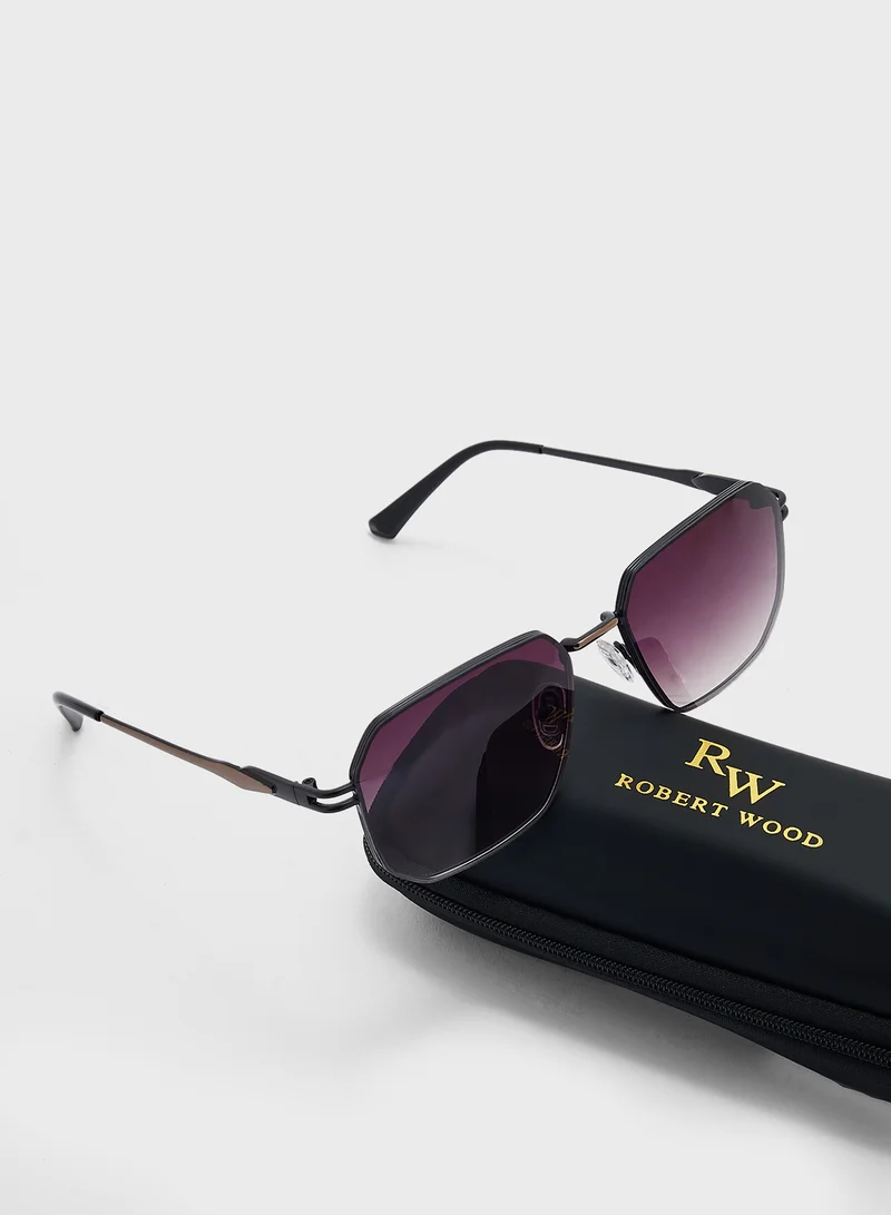 Robert Wood Polarized Gradient Lens Square Aviator Sunglasses