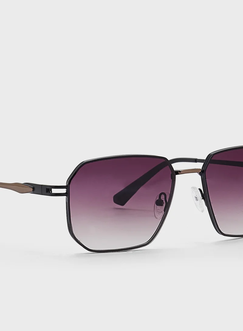 Robert Wood Polarized Gradient Lens Square Aviator Sunglasses