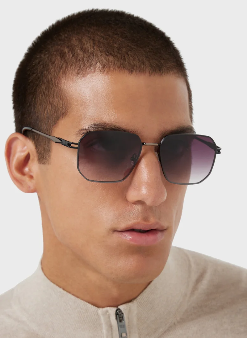 Robert Wood Polarized Gradient Lens Square Aviator Sunglasses