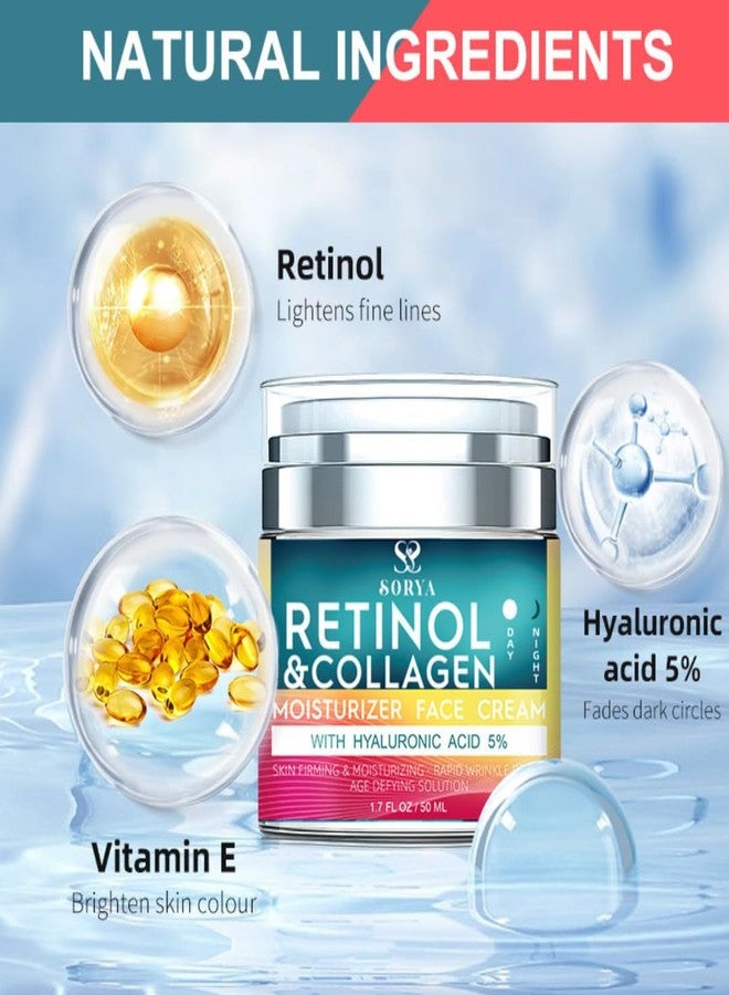 SORYA Retinol & Collagen Face Cream - Anti-Aging Moisturizer for Wrinkles & Fine Lines | Hyaluronic Acid & Peptides | Hydrates & Restores Skin Elasticity - Image 3