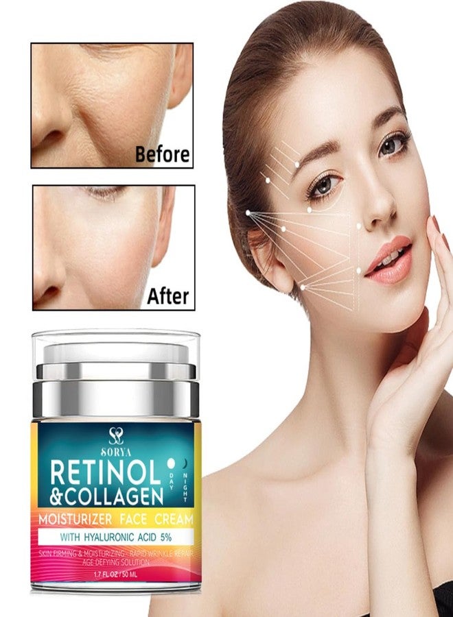 SORYA Retinol & Collagen Face Cream - Anti-Aging Moisturizer for Wrinkles & Fine Lines | Hyaluronic Acid & Peptides | Hydrates & Restores Skin Elasticity - Image 2
