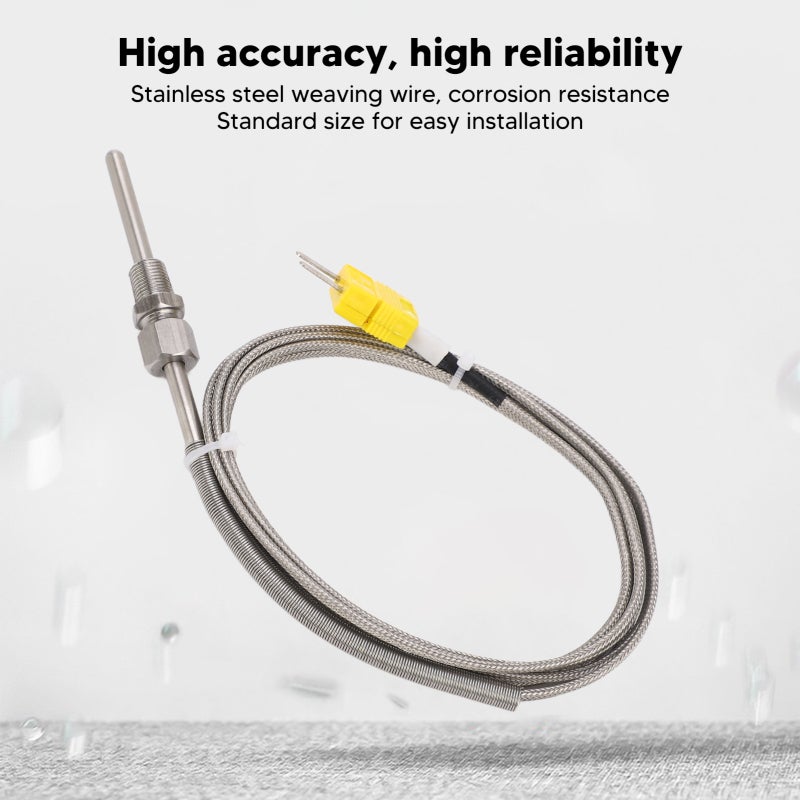 K Type Thermocouple: ±1℃ High Accuracy, -100 To 1250℃ Wide Range, 1/8in NPT Thread 80mm Stainless Steel Temperature Probe - Compact Easy Installation, High Reliability Sensor for Industrial & Lab Temp - Image 2