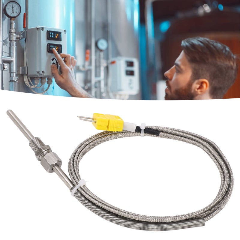 K Type Thermocouple: ±1℃ High Accuracy, -100 To 1250℃ Wide Range, 1/8in NPT Thread 80mm Stainless Steel Temperature Probe - Compact Easy Installation, High Reliability Sensor for Industrial & Lab Temp - Image 5