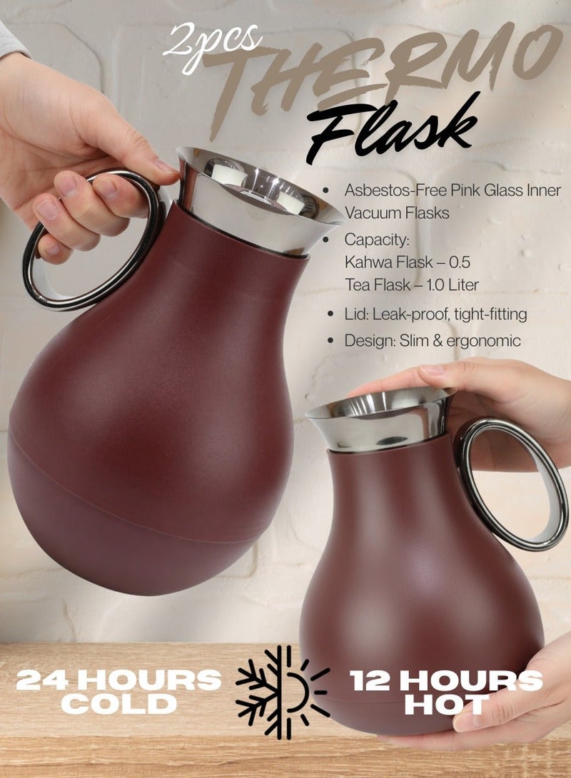 Raz طقم ترمس قهوة وشاي عربي – ترمس فاخر ناعم الملمس بحافة من الفولاذ المقاوم للصدأ للقهوة والشاي - Image 3