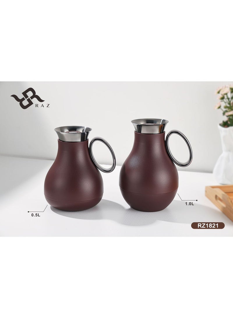 Raz طقم ترمس قهوة وشاي عربي – ترمس فاخر ناعم الملمس بحافة من الفولاذ المقاوم للصدأ للقهوة والشاي - Image 1