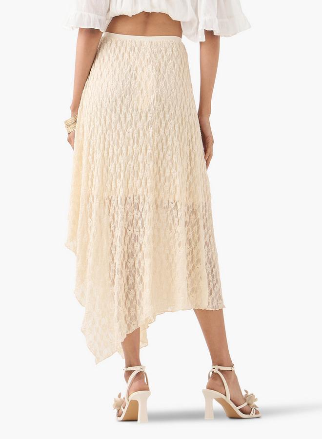 2Xtremz Lace Detail Midi Asymmetric Skirt with Elasticated Waistband - Image 3