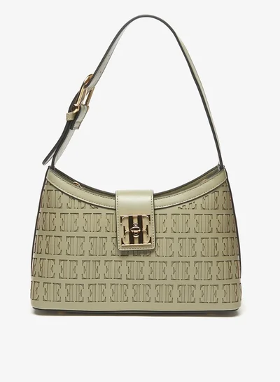 ELLE Elle Monogram Laser Cut Shoulder Bag with Zip Closure