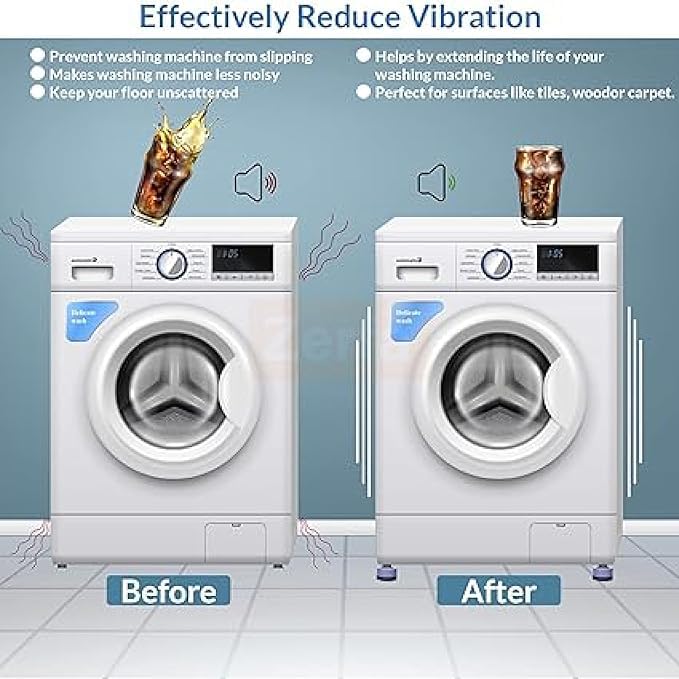 Copelle 4 Pices MultiPurpose Anti Vibration Pads for Washing Machine Pan Noise Dampening Washing Machine Feet with Tank Tread Grip for Washer and Dryer Protects Laundry Room Floor Trays  - Image 5