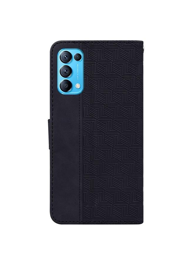 S-TOP Case For OPPO Reno5 Pro 5G Geometric Embossed Leather Phone Case - Image 3