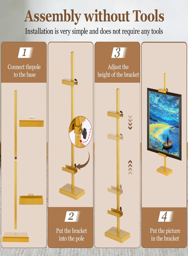 dakewang Adjustable Tabletop Easel Stand for Picture Frames, Picture Easels for Display, Gold Easel, Picture Frame Stand, Adjustable Art Easel.(30inch,Gold) - Image 5