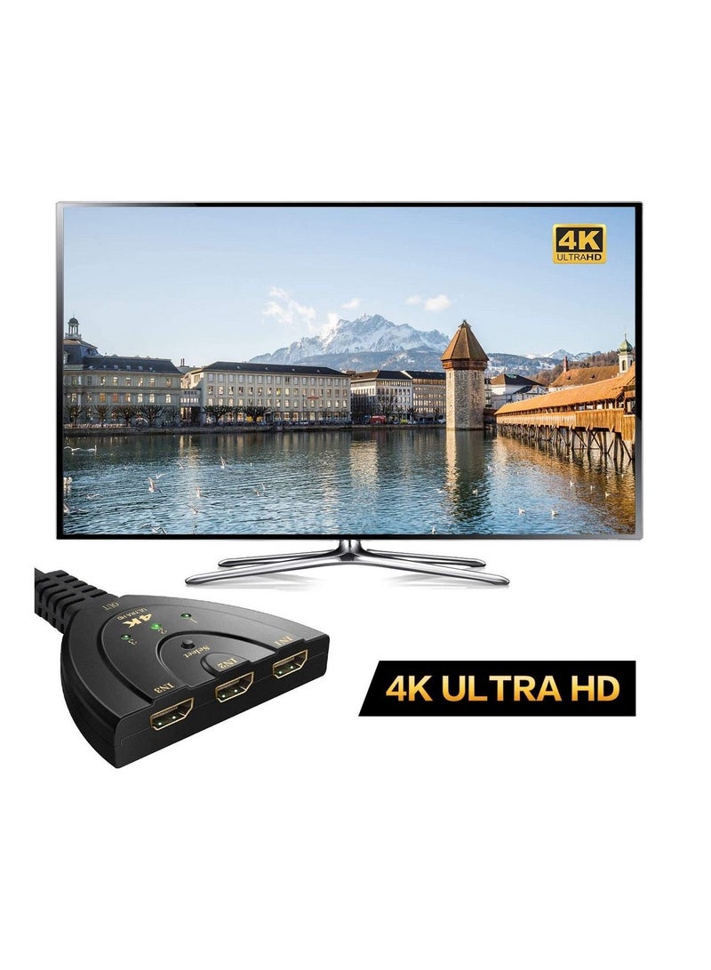أمم 4Kx2K 3D Mini 3 Port HDMI Switch 1.4B 4K Switcher HDMI Splitter 1080P 3 in 1 Out Port Hub for DVD HDTV Xbox PS3 PS4 - Image 4