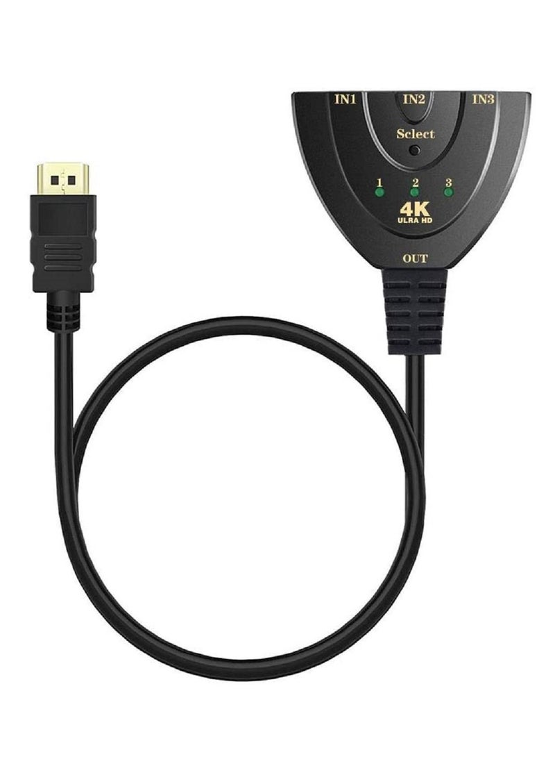 أمم 4Kx2K 3D Mini 3 Port HDMI Switch 1.4B 4K Switcher HDMI Splitter 1080P 3 in 1 Out Port Hub for DVD HDTV Xbox PS3 PS4 - Image 3