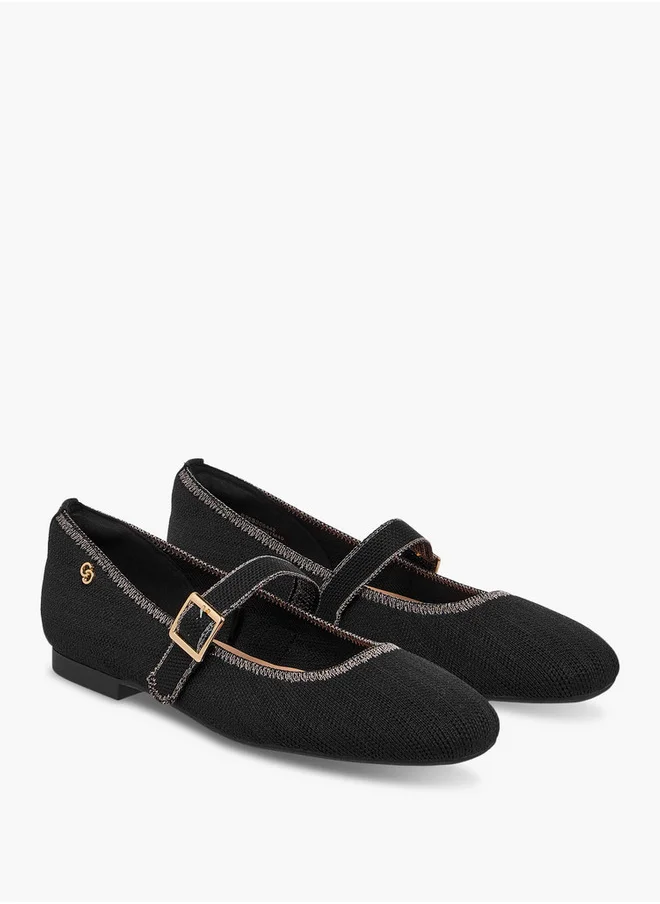 Celeste Women's Textured Ballerina Shoes with Buckle Closure