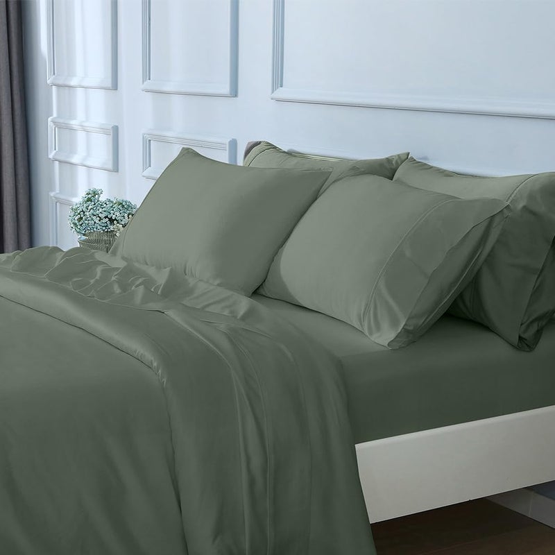 Gokotta King Size Size Sheets 6 قطع مجموعة Rayon 100 ٪ مشتقة من تبريد الخيزران للنوم الساخن ، ملاءات ناعمة قابلة للتنفس الجيب العميق 16 "" - Image 1