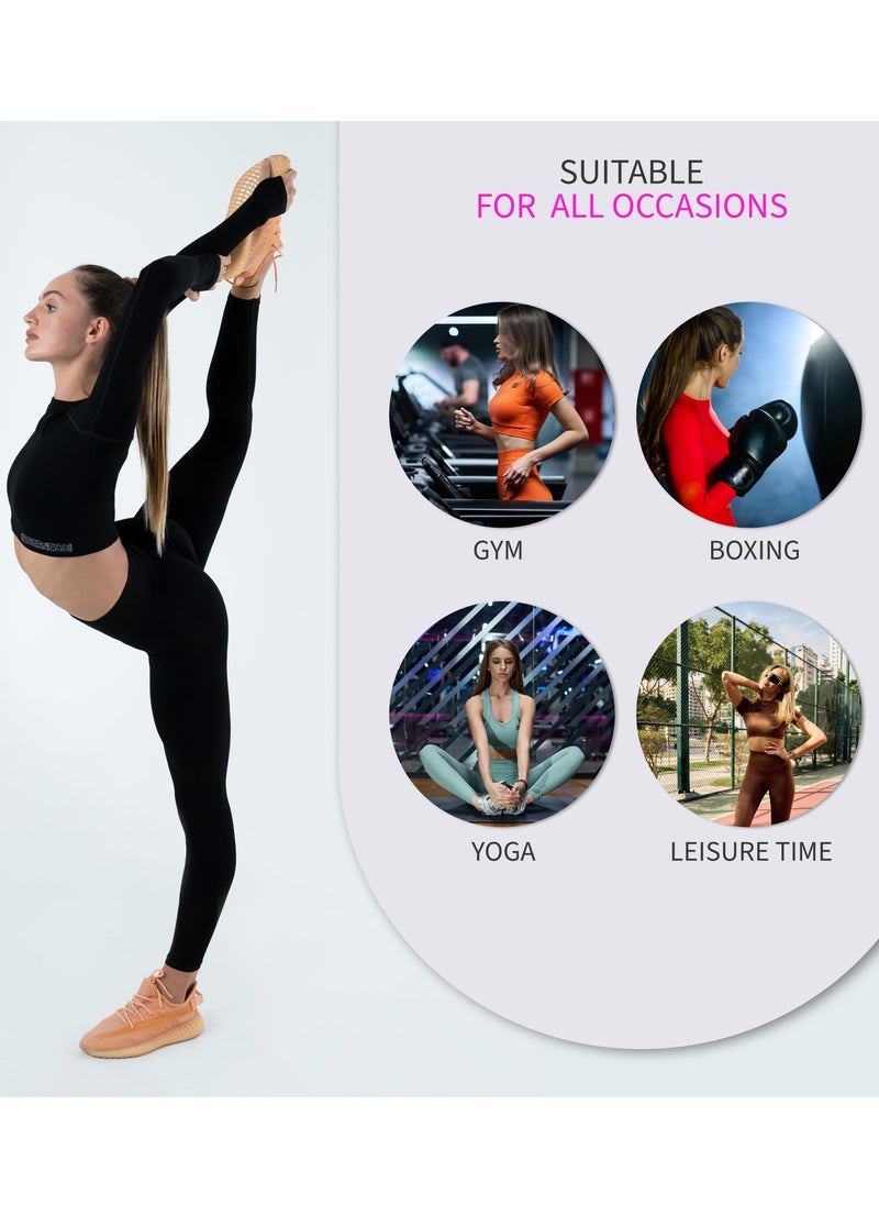 Bernessi - Turkiye Nylon Yoga Leggings for Women High Waisted Ladies Sports Workout Running Fitness Gym Pants with Tummy Control Textured Black Coal - Image 1