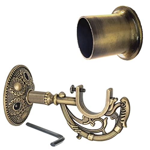 JKC Peacock Curtain Brackets - Antique for Window/Door at Home/Hotel/Restaurant (Support - 1 Pcs & Wall to Wall - 1 Pcs) - Image 1