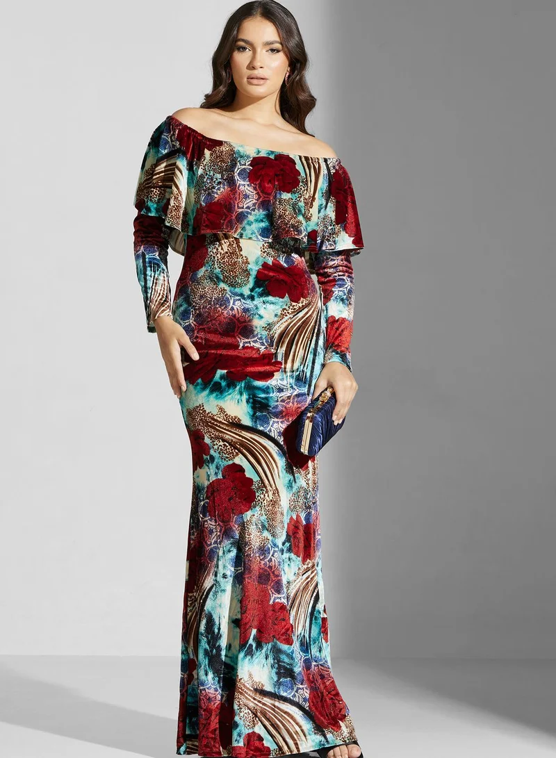Golden Apple Bardot Floral Print Dress
