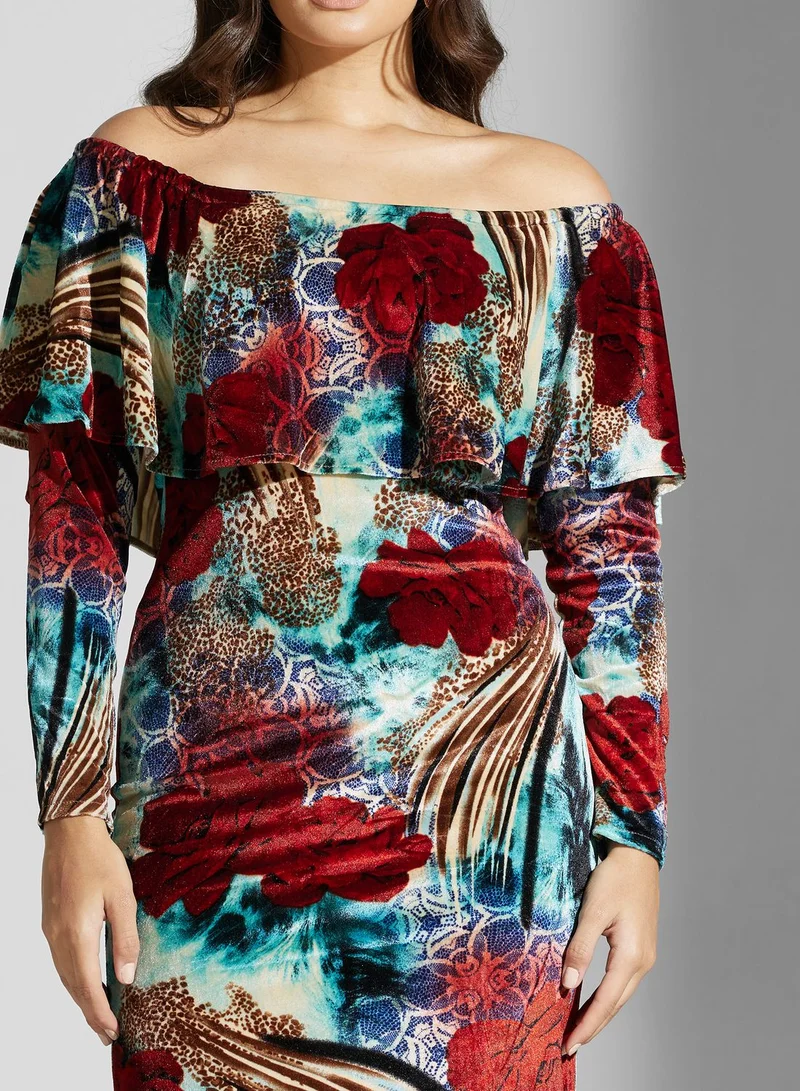 Golden Apple Bardot Floral Print Dress