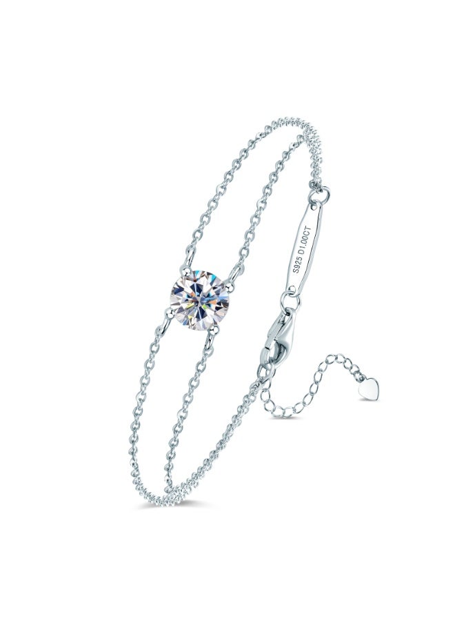 KUYING S925 Sterling Silver Bracelet Birthstone Jewelry-April
