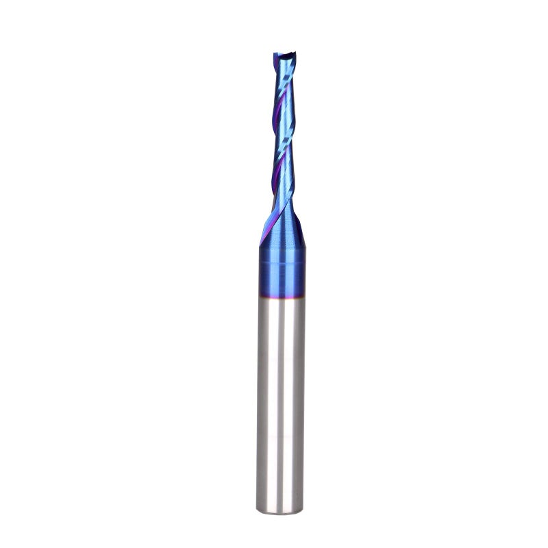 Jiiolioa S2112G CNC Router Bits 14 Inch Shank 18 inch Cutting Diamete Spiral Up Cut End Mill with Nano Blue Coating for Carving Standard milling Finish and Boring