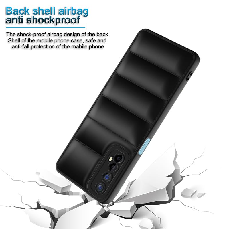 Plus Puffer Case Camera Protection Soft Back Cover for Realme 7 | Narzo 30 4G | Narzo 20 Pro - Black - Image 4