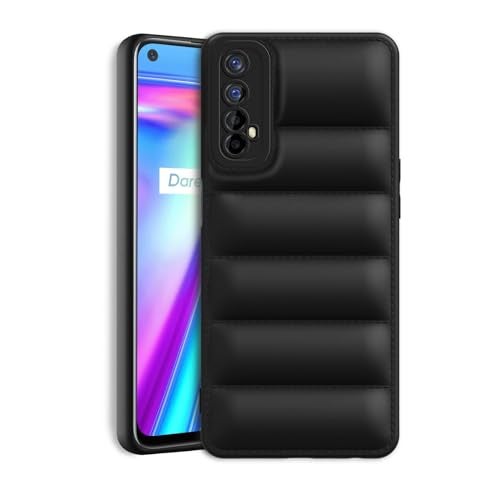 Plus Puffer Case Camera Protection Soft Back Cover for Realme 7 | Narzo 30 4G | Narzo 20 Pro - Black - Image 1