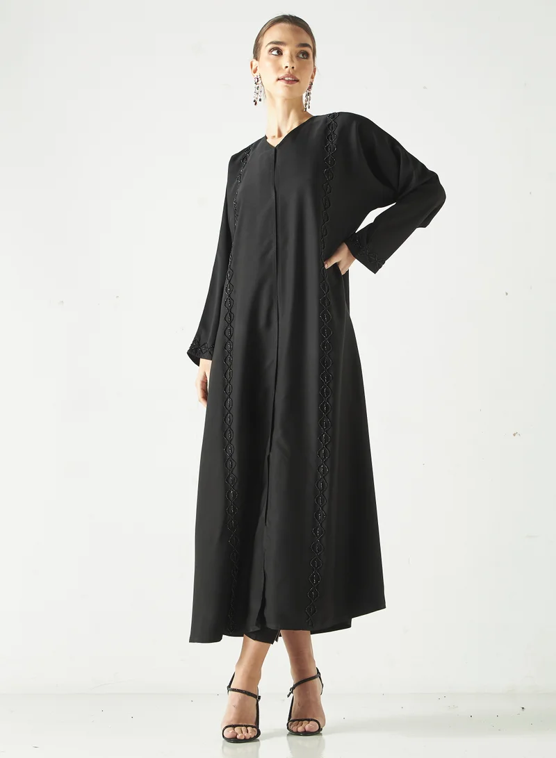 Hadiyath Al Madinah Monochrome Embellished Abaya
