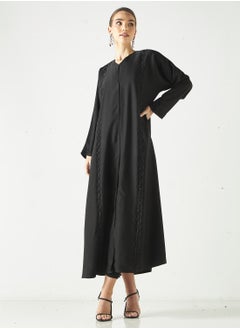 هدية المدينة  عباية مزخرفة أحادية اللون  - Image 1