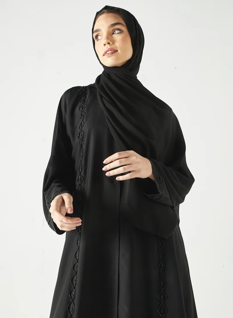 Hadiyath Al Madinah Monochrome Embellished Abaya