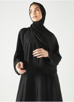 هدية المدينة  عباية مزخرفة أحادية اللون  - Image 2