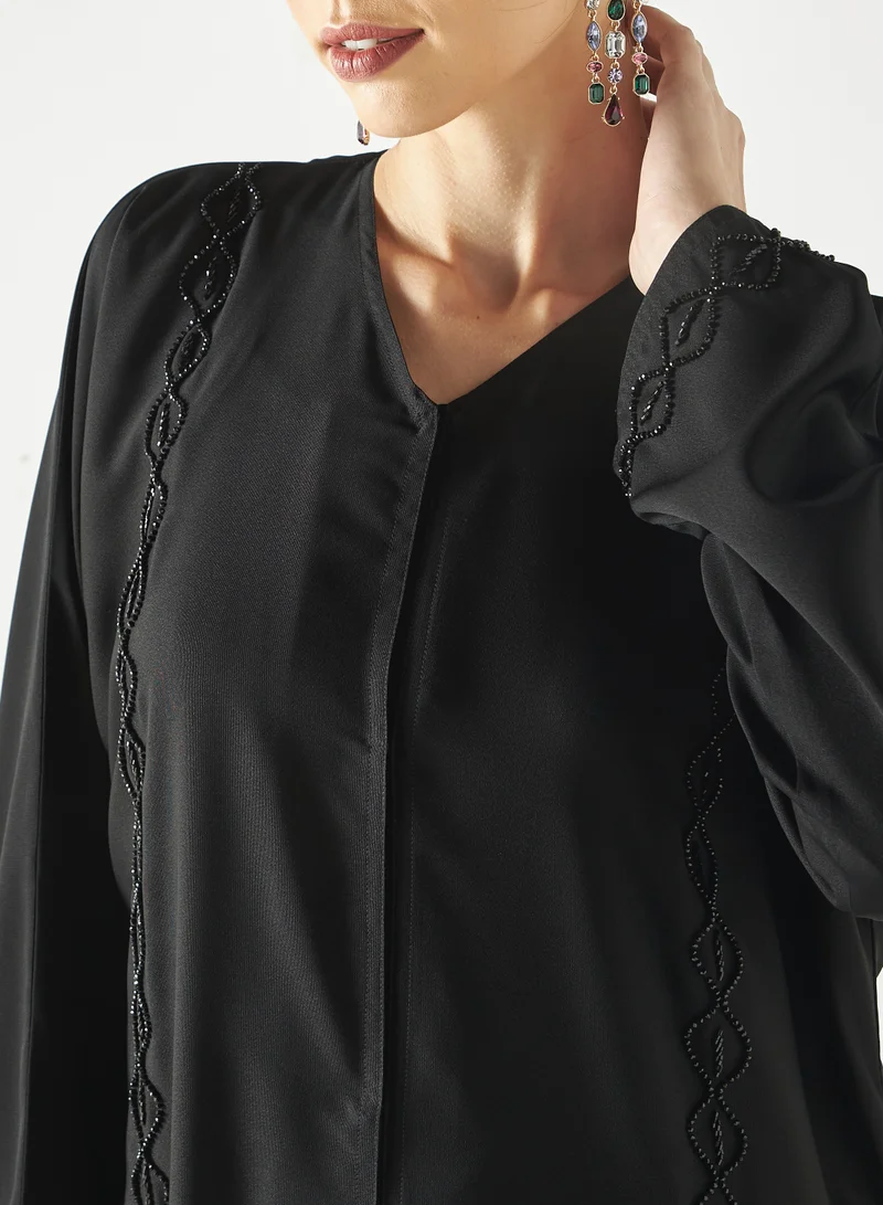 Hadiyath Al Madinah Monochrome Embellished Abaya