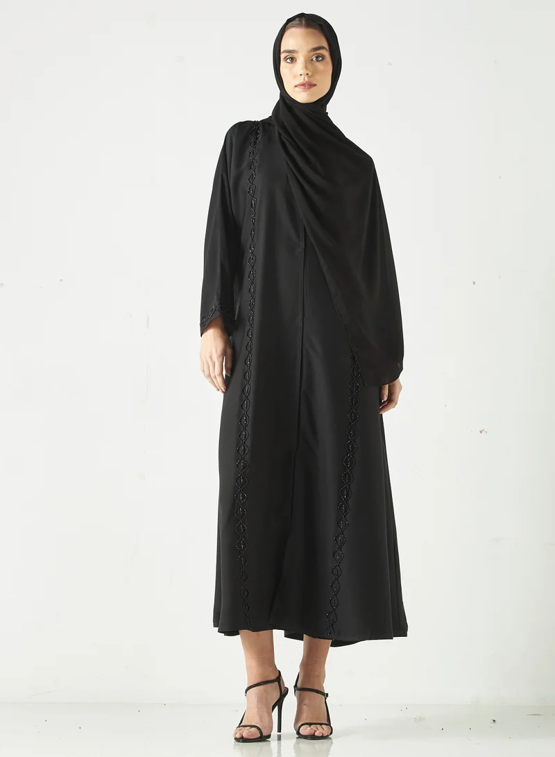 Hadiyath Al Madinah Monochrome Embellished Abaya