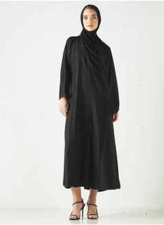 هدية المدينة  عباية مزخرفة أحادية اللون  - Image 4