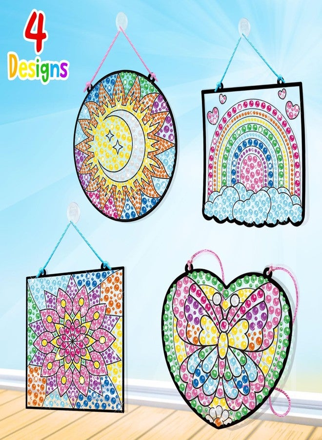 BANBBUR 4 Pcs Window Art Kits for Kids,Gem Arts for Kids Ages 8-12 4-8,Suncatcher Kits for Kids,Diamond Art and Crafts for Girls Boys Birthdays Christmas Gift - Image 3