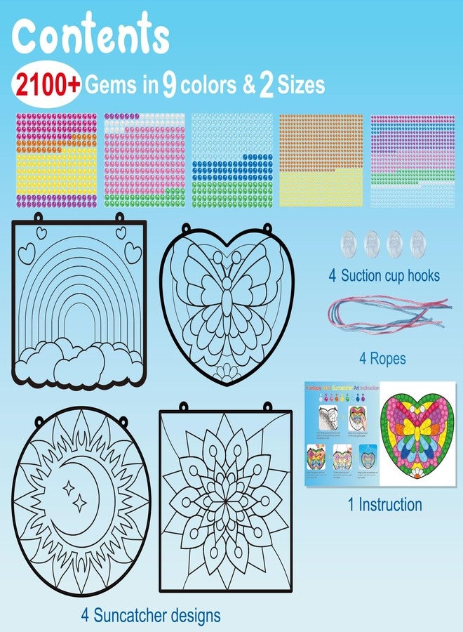 BANBBUR 4 Pcs Window Art Kits for Kids,Gem Arts for Kids Ages 8-12 4-8,Suncatcher Kits for Kids,Diamond Art and Crafts for Girls Boys Birthdays Christmas Gift - Image 4