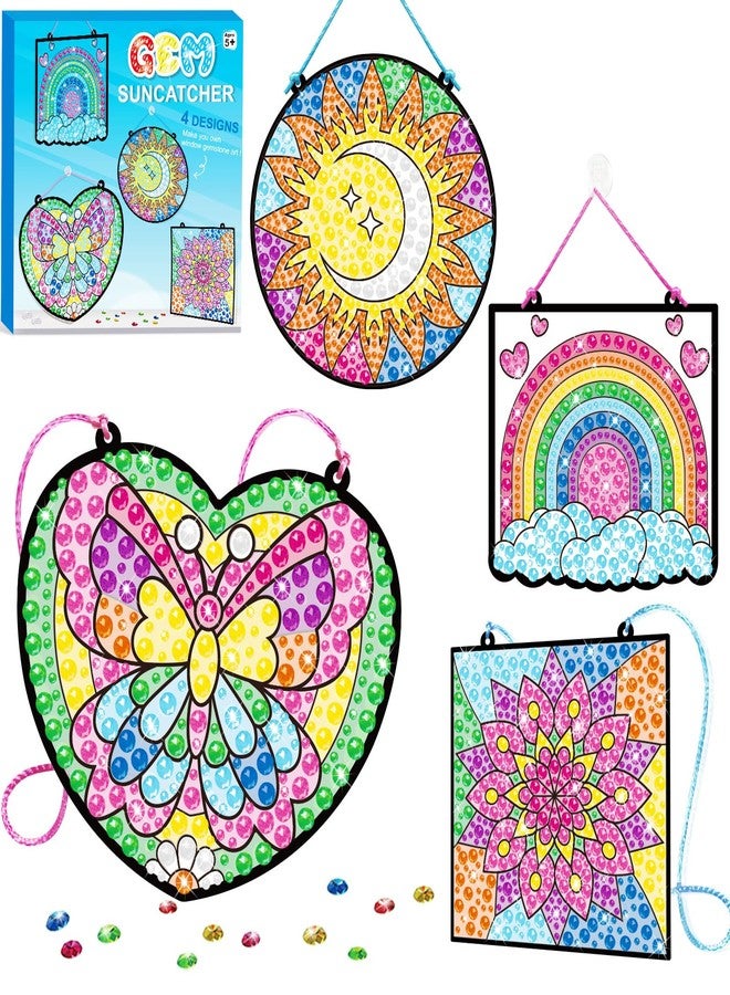 BANBBUR 4 Pcs Window Art Kits for Kids,Gem Arts for Kids Ages 8-12 4-8,Suncatcher Kits for Kids,Diamond Art and Crafts for Girls Boys Birthdays Christmas Gift - Image 1