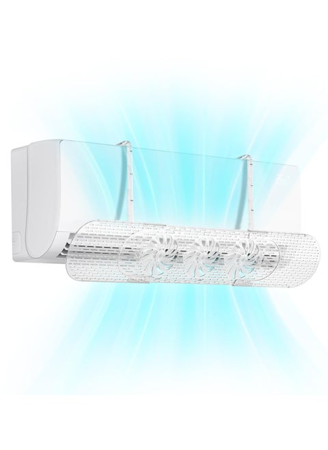 Adjustable Air Conditioner Deflector, Retractable AC Vent Deflector with Mini Fans, Anti Direct Blowing Wind Shield for Split Air Conditioners, Enhanced Indoor Air Circulation