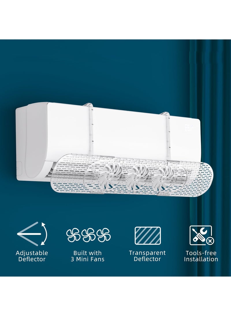 SYOSI - Adjustable Air Conditioner Deflector, Retractable AC Vent Deflector with Mini Fans, Anti Direct Blowing Wind Shield for Split Air Conditioners, Enhanced Indoor Air Circulation - Image 1