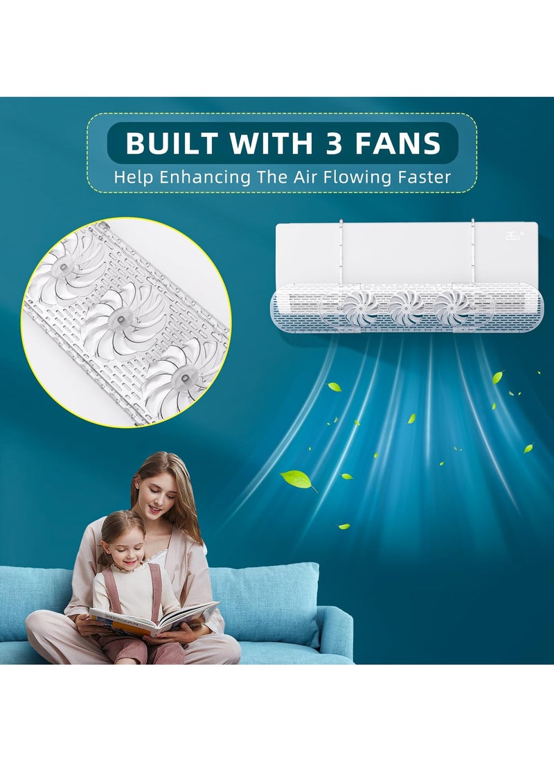 SYOSI - Adjustable Air Conditioner Deflector, Retractable AC Vent Deflector with Mini Fans, Anti Direct Blowing Wind Shield for Split Air Conditioners, Enhanced Indoor Air Circulation - Image 1